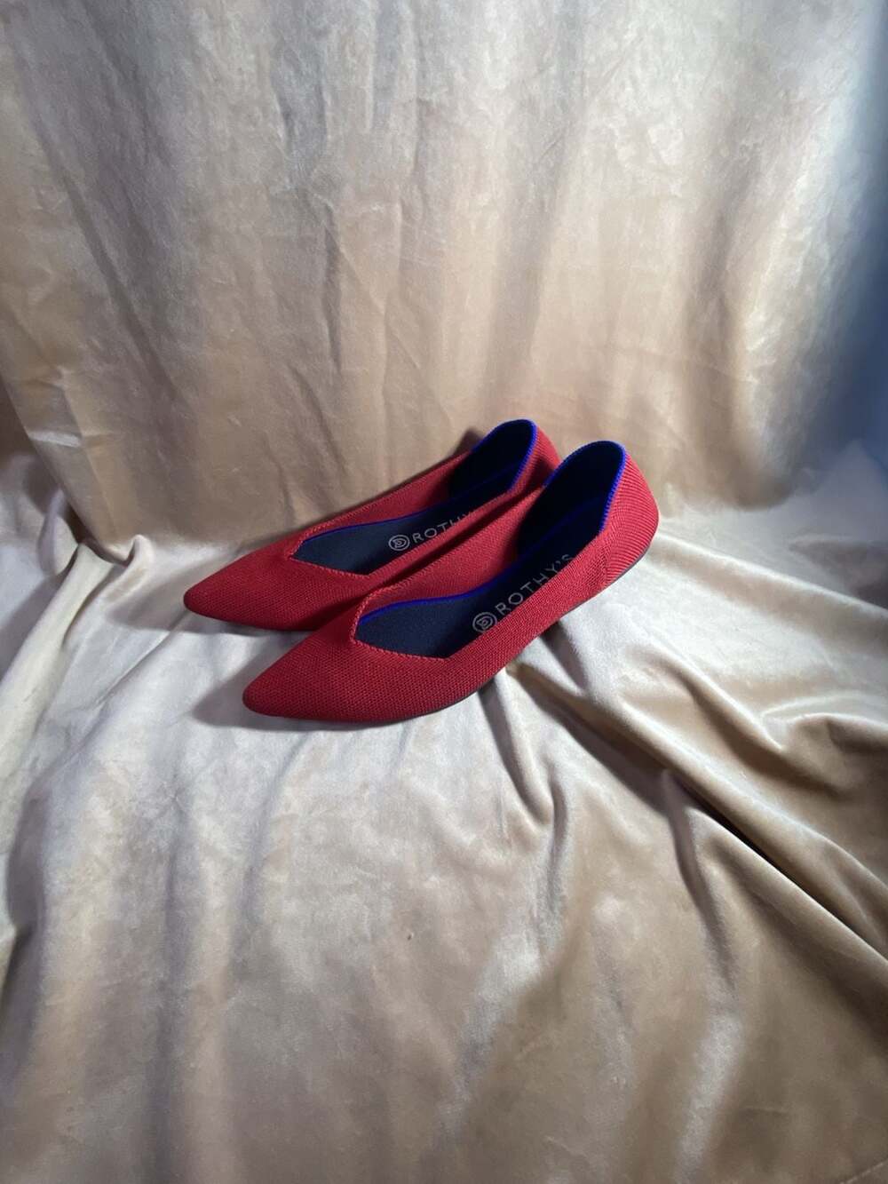 Rothy's The Point Red Knit Pointed Toe Flats Slip-On Shoes